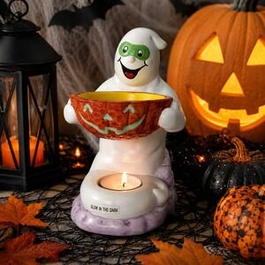 Michael Sparks Ghost Tealight Wax Warmer Glow in Dark Halloween Pumpkin Bowl